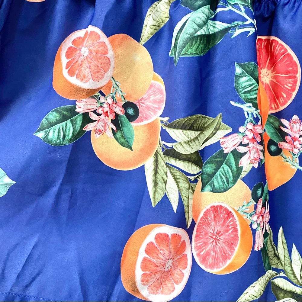 BloomChic Blue Floral Citrus Midi Dress - Picture 5 of 14
